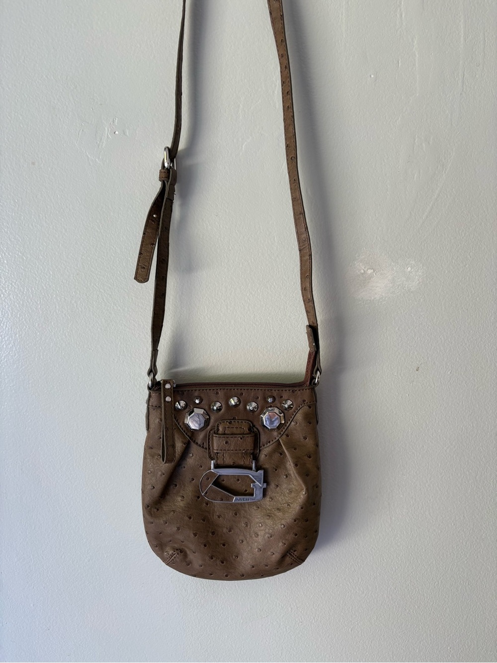 Guess Brown Crossbody Studded Leather Bag 6x9”